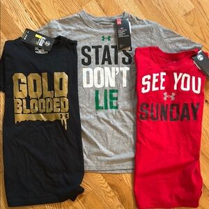 Under Armour 3 Youth Med. Black, Gray, and Red Short Sleeve Tees - NWT!